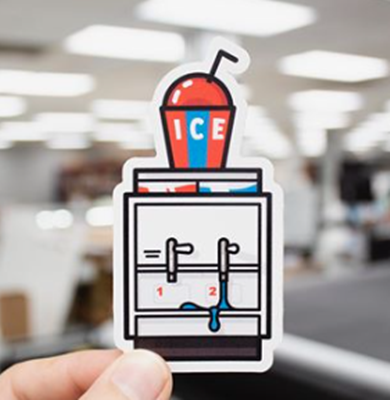 custom cut sticker of icee machine